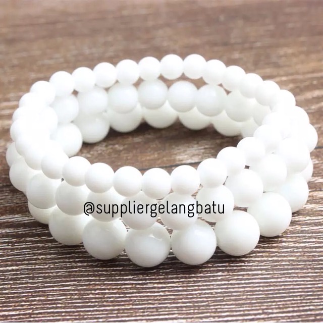 supplier GELANG BATU Onyx putih chakra yoga kesehatan siap kirim ready