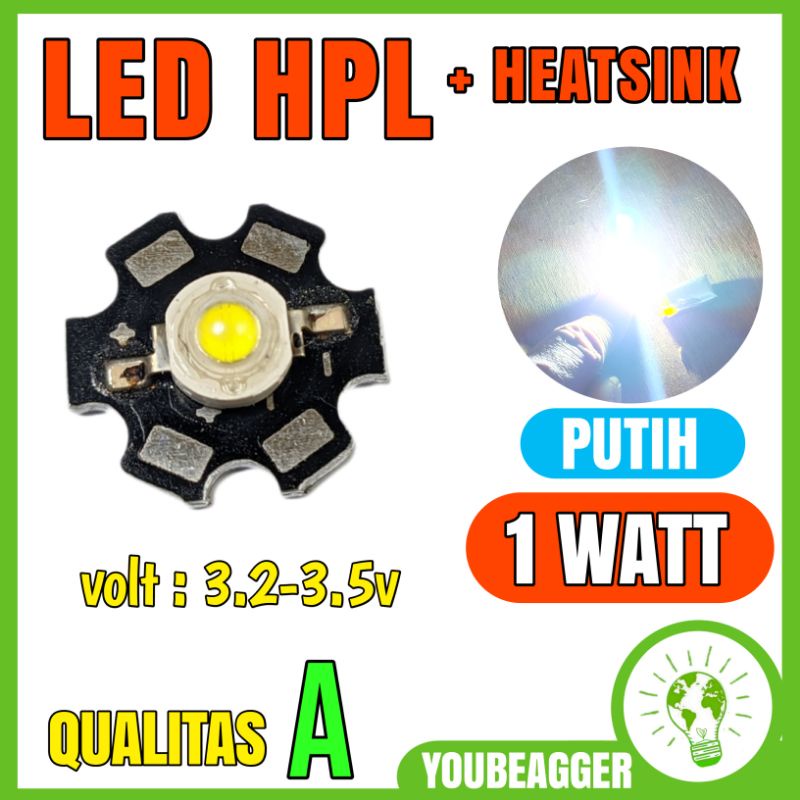 LED HPL 1 WATT WARNA PUTIH + HEATSINK