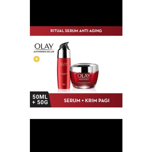 Olay Ritual Krim Pelembab Regenerist Pagi & Serum Wajah Anti Aging