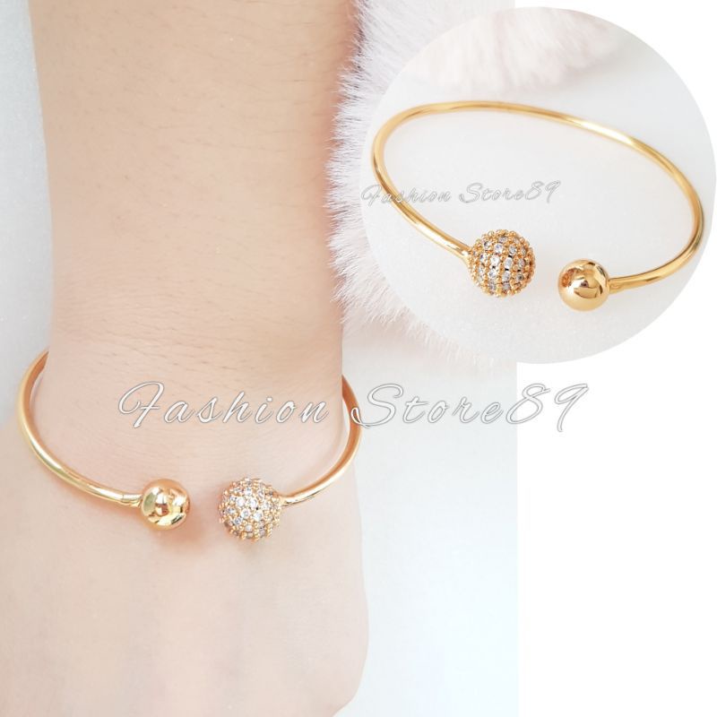 Gelang tangan bangle bola kristal bisa besar kecil