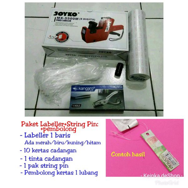 

PAKET alat cetak label harga price labeller kertas tinta pembolong kertas string loop lock pin tali