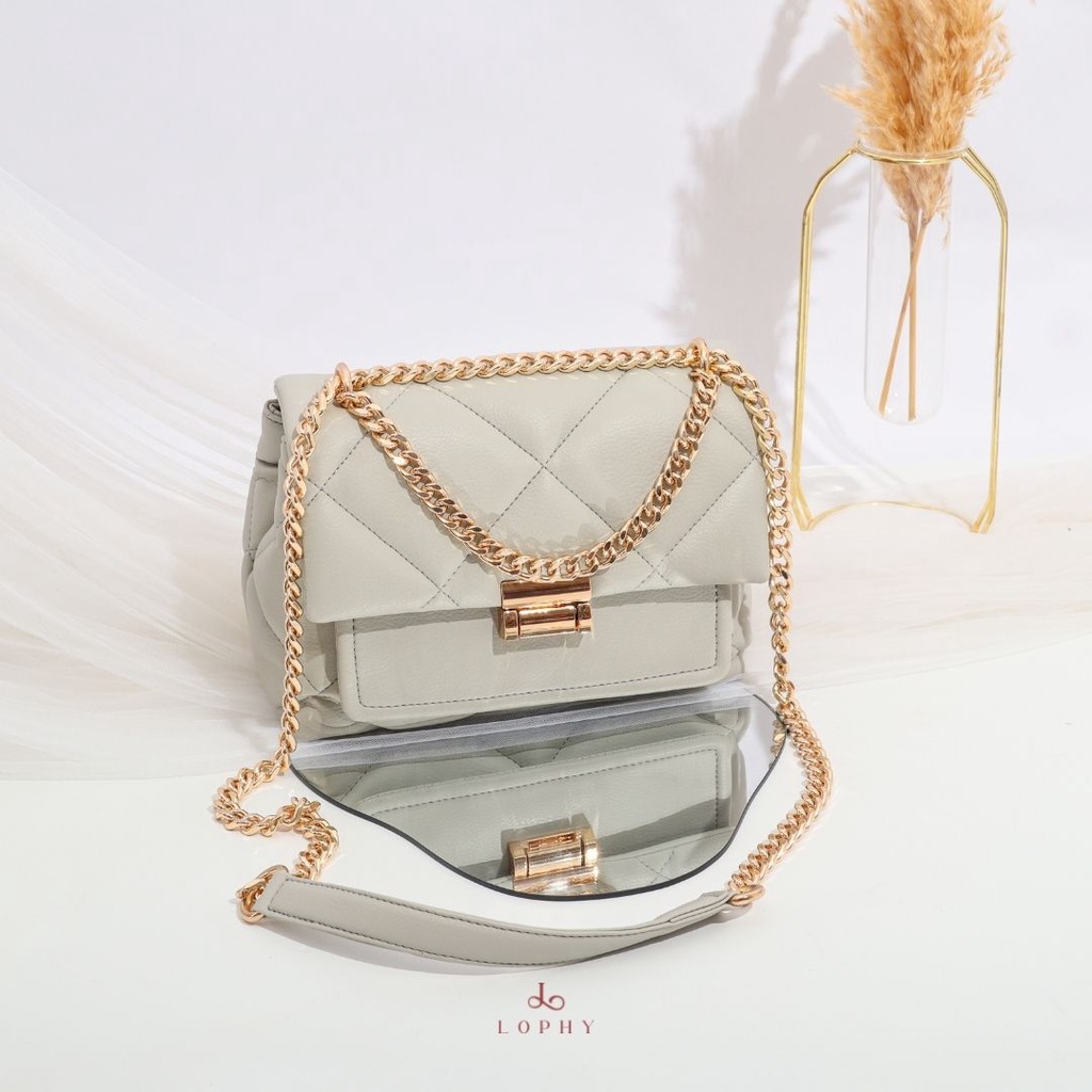 Lophy Bag Tas Wanita Shoulder Bag Sling Bag Tas Bahu Wanita Tas Selempang Wanita Yura Bag in Light Grey