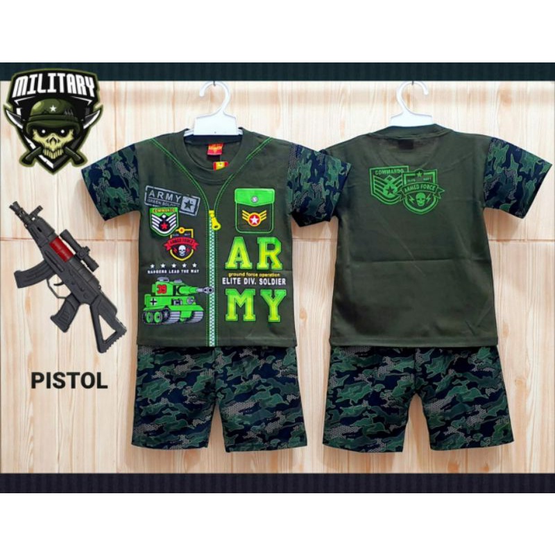SETELAN BAJU ANAK LAKI-LAKI ARMY UNTUK USIA 1-10 TAHUN/TANPA SENJATA