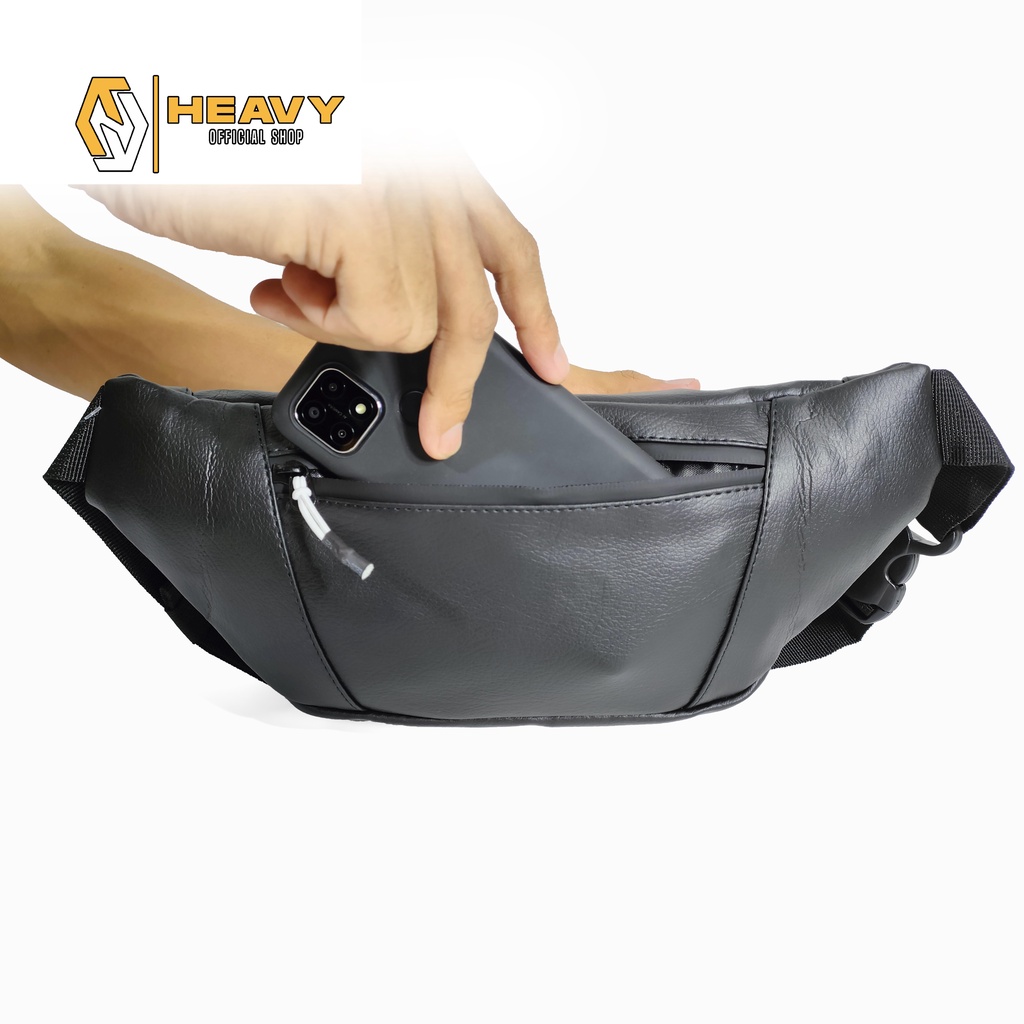 Tas Pinggang Kulit Sintetis PU. Leather Waistbag Original Heavy.bag - Waistbag pria/wanita