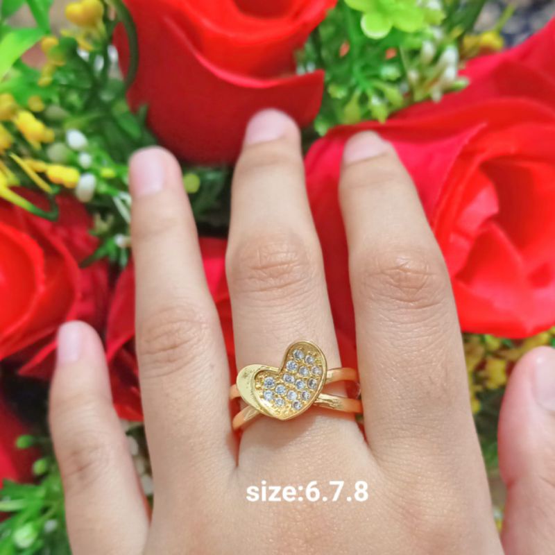 Cincin Dewasa Permata Zircon Gold Perhiasan Wanita (COD)