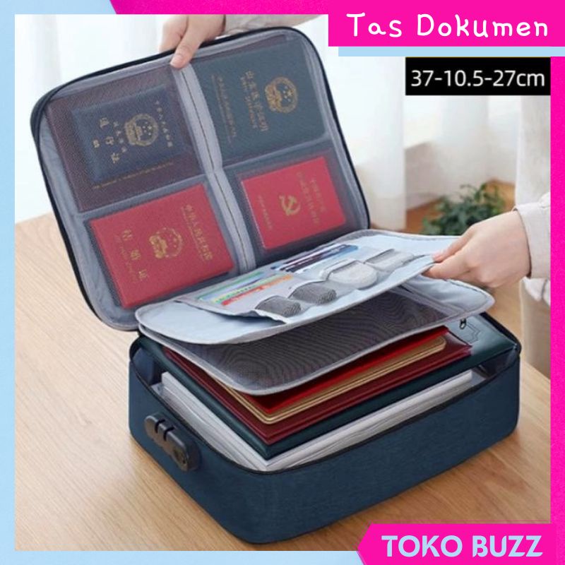 Tas Dokumen Anti Air Password Travel Bag Penyimpanan Dokumen File Penting Surat Akta Ijazah Sertipikat Legalistas F4 Besar / Document Storage Box Kunci Password PREMIUM QUALITY