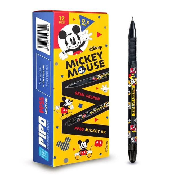 

READY STOCK PIPO pen gel pps5 hot print mickey mouse isi 12pcs tinta hitam DR469