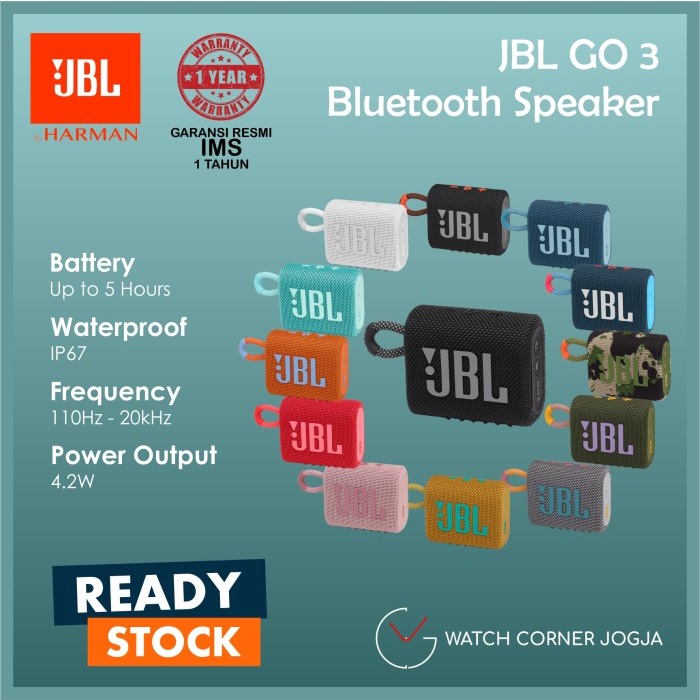 Speaker Jbl - Jbl Go 3 / Go3 Portable Bluetooth Speaker Original Garansi Resmi Ims