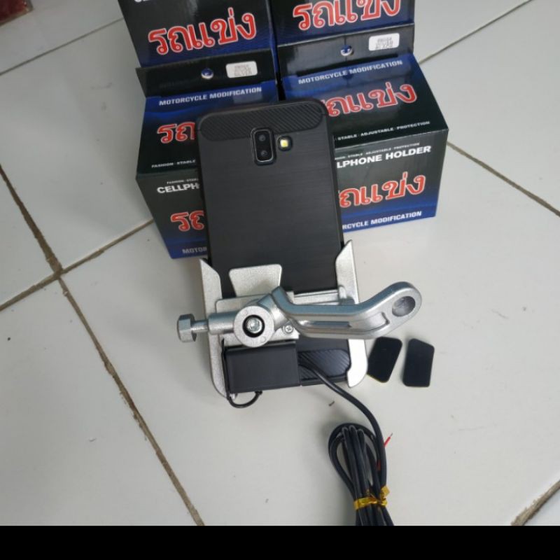 HOLDER HP GPS PLUS CHARGER DI SPION UNTUK NMAX AEROX MIO BEAT VARIO