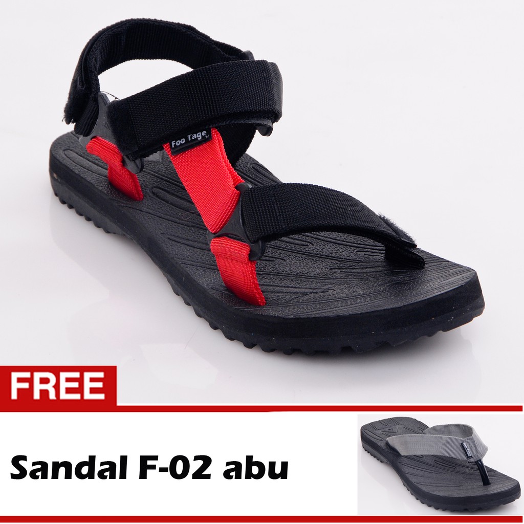  Sandal  Gunung Footage Hitam merah  gratis sandal  abu abu 