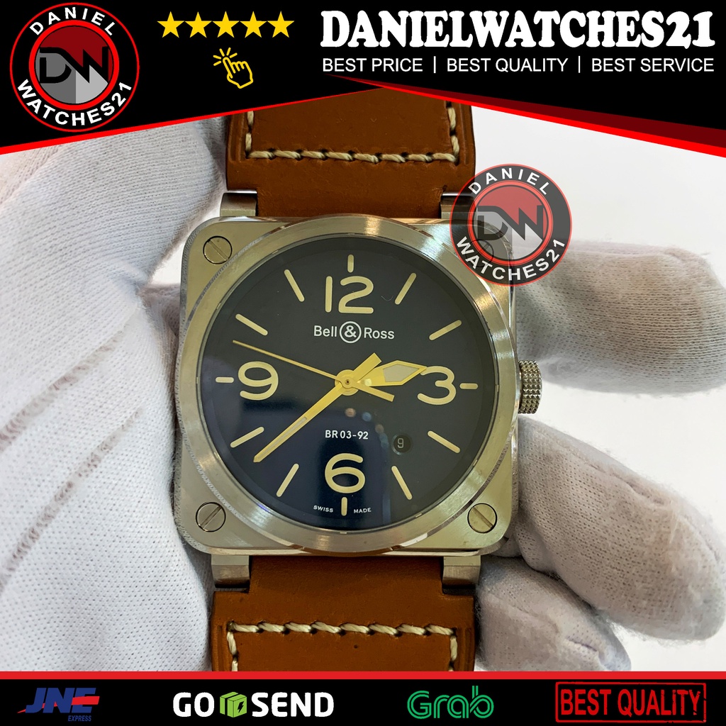 JAM TANGAN MODEL BR 03-92 STEEL 42mm BROWN LEATHER (NOOB)