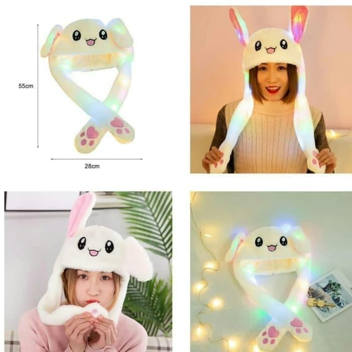 Bunny Head LED TikTok Topi Kelinci Telinga Bisa Gerak + Lampu LED - Motif C