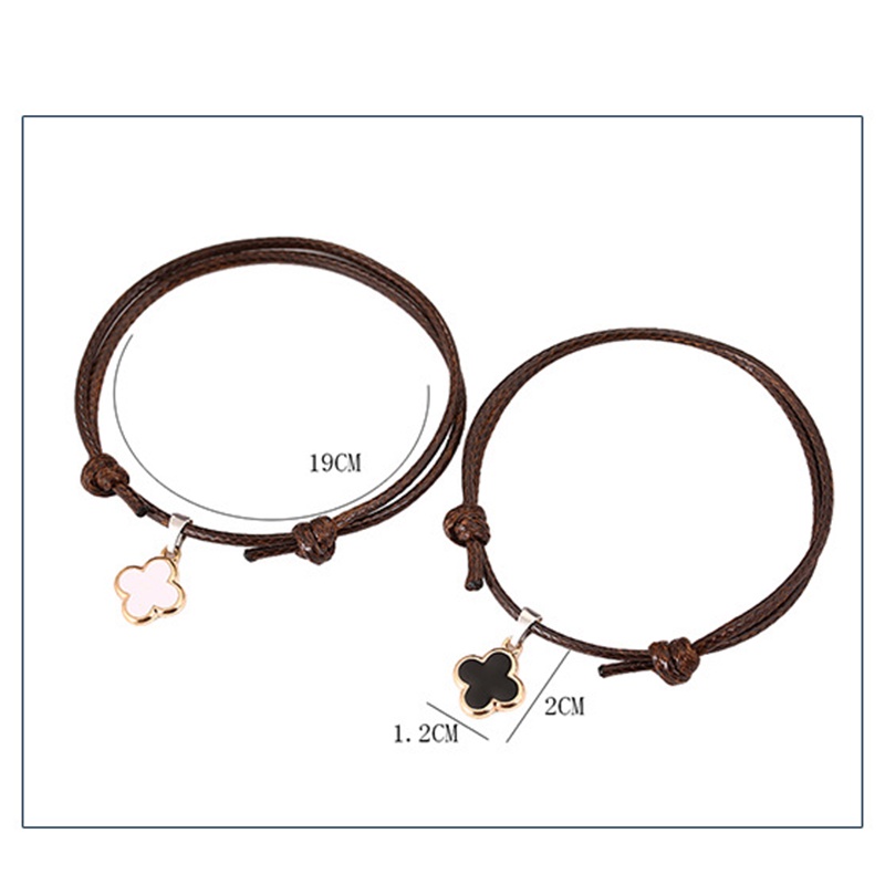 2 Pcs/1 Set Perhiasan Indah Sederhana Gelang Fashion Semanggi Warna Polos Gelang Wanita