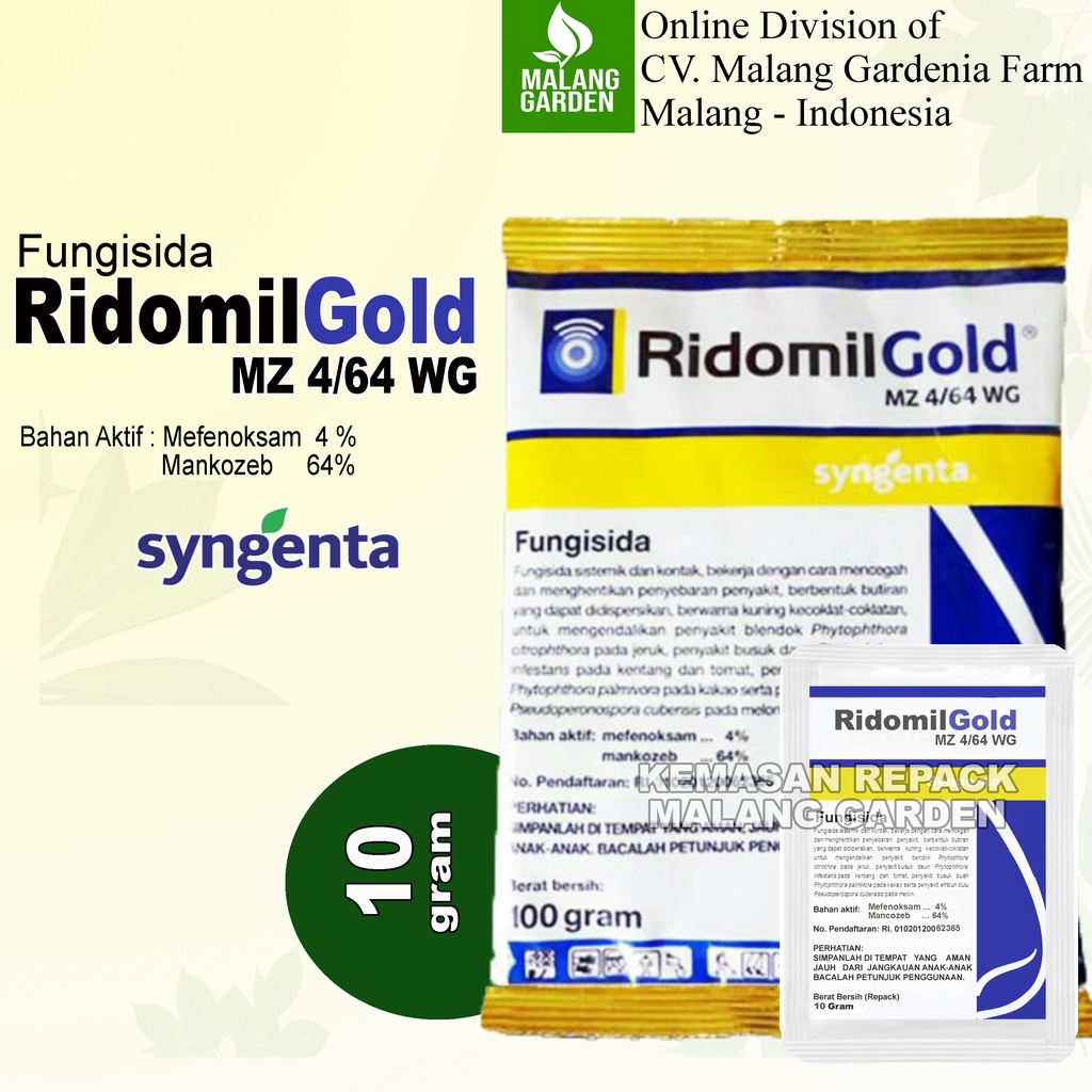 REPACK Fungisida Ridomil Gold 10 25 gram Fungisida Sistemik & Kontak Anti Jamur