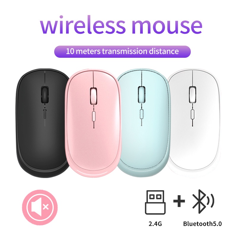 Mouse Wireless Optical Bisukan Slim Tipis Dan Minimalism Warna Macaron dengna desain 2.4G untuk PC Laptop