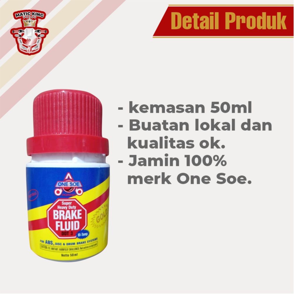 minyak rem dot 3 brake fluid One Soe 50ml warna merah