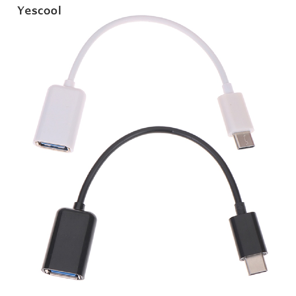 Yescool Kabel Adapter Konverter Data Sync OTG USB 3.1 Tipe C Male Ke USB Female Bahan Metal