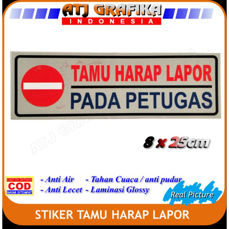 Stiker tamu harap lapor petugas stiker keamanan security satpam rumah toko kantor