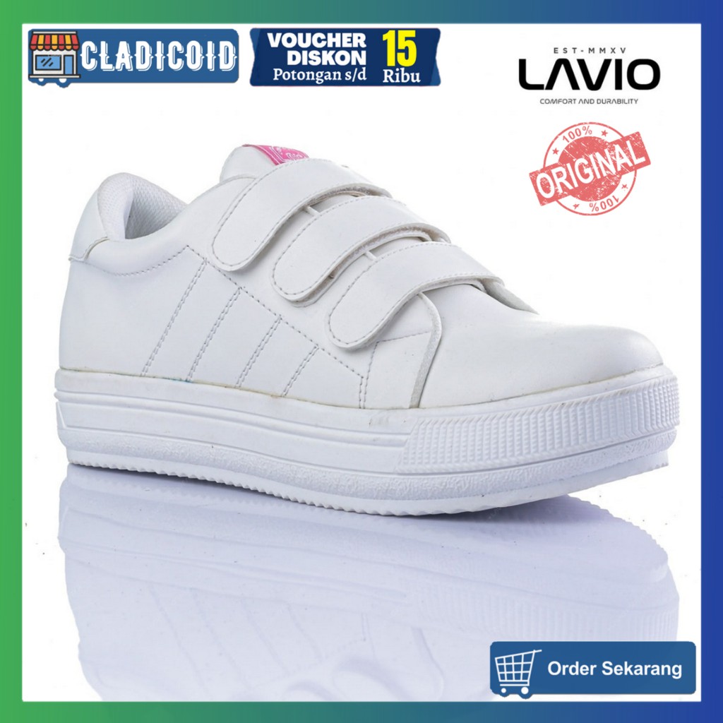 Sepatu Sneakers Wanita Model Korea Sporty dan Stylish Warna Putih Lavio Prinza Original Santai