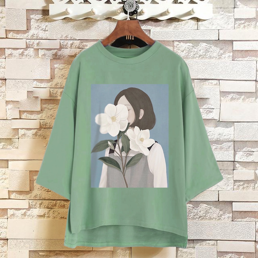 Puffy_id Kaos tunik wanita oversize FLOWER GIRLS tshirt big size wanita