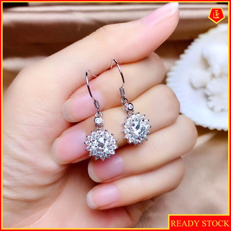 Fashion Inlaid Diamond Snowflake Ear Stud Elegant Eardrops