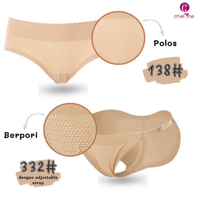 CD Korset Busa Pantat Chelyne 138 Polos / 332 Berpori Seamless Busa Bokong - Adjustable Strap