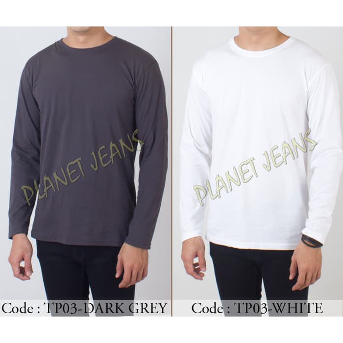 Baju Kaos Polos Pria / Polosan Cowok Warna Hitam Tangan Lengan Panjang