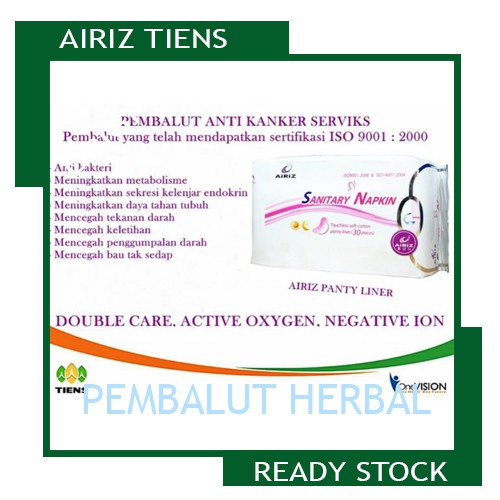 Pembalut Wanita / Pembalut Herbal Tiens AIRIZ / Pembalut AIRIZ Tiens Day 8 Lapis
