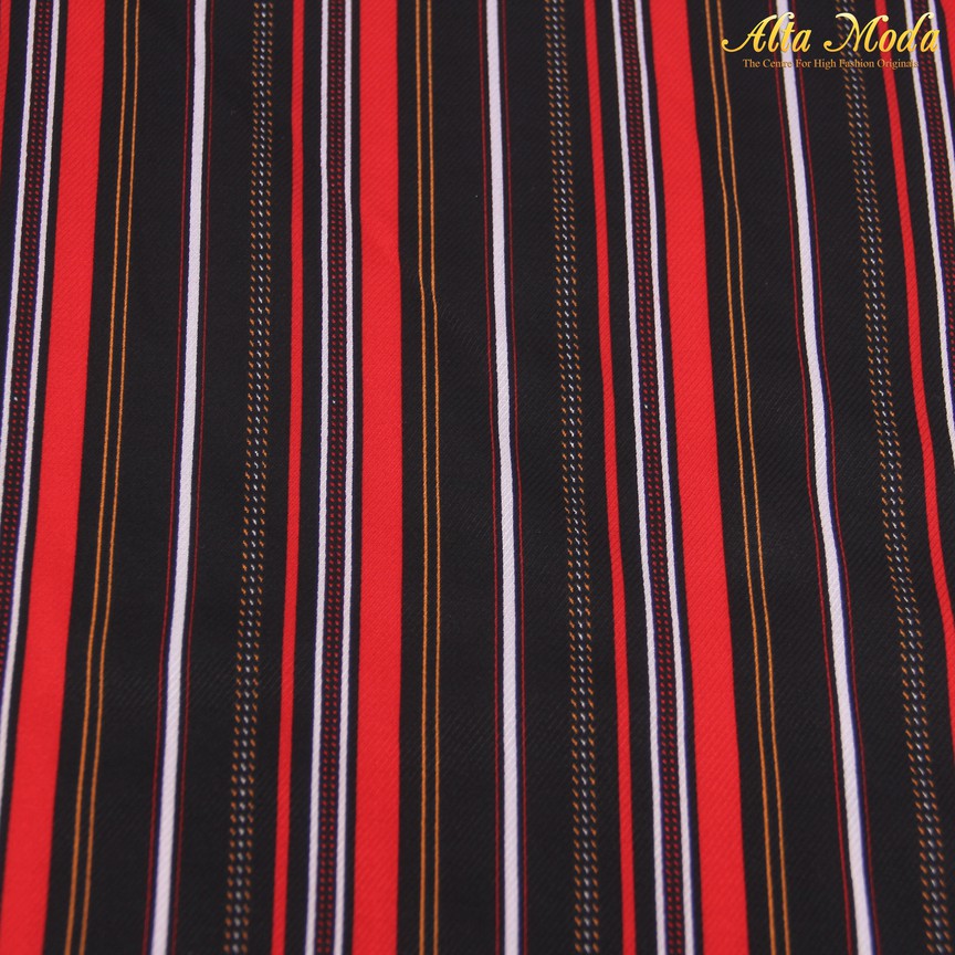 

Alta Moda Heavy Cady Stretch Zara Stripe Kecil Merah Hitam (1M)