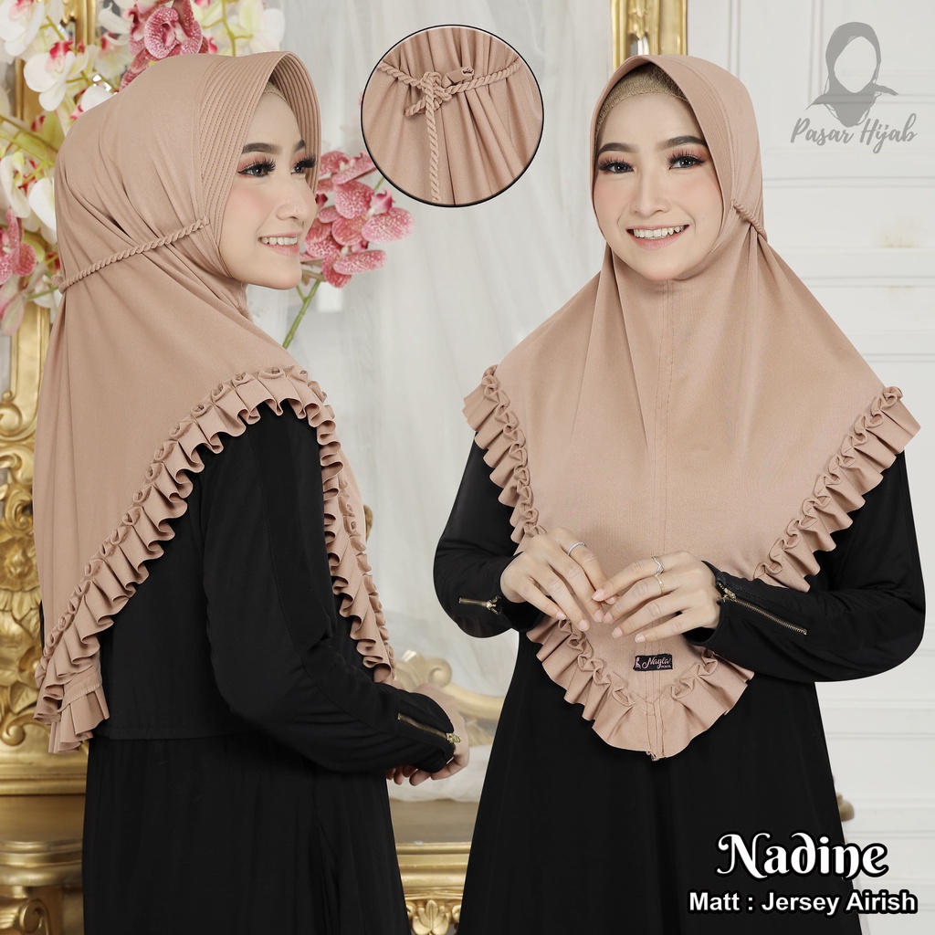 Kerudung Instan Tali Kepang NADINE Jilbab Instan Jersey Airis Hijab Terbaru Pasar Hija'b