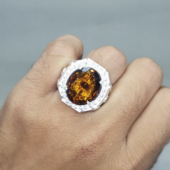 Batu Cincin Kinyang Rambut Emas Asli Original