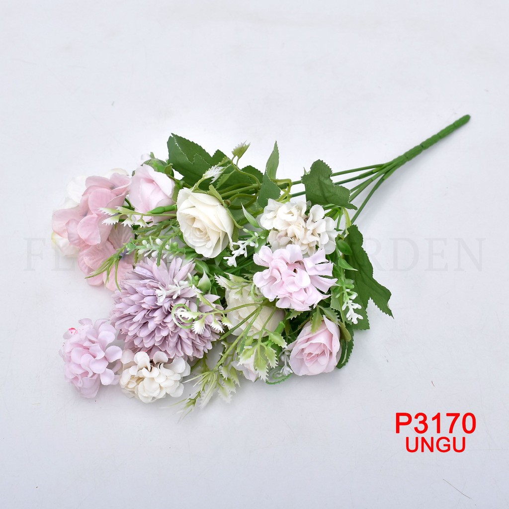 COD/TM99 BUNGA HYDRANGEA MIX BUNGA TANGKAI PLASTIK BUNGA ARTIFISIAL PAJANGAN BUNGA HIASAN P3170-7