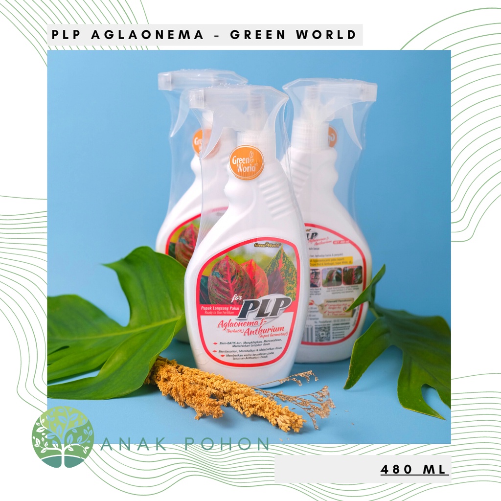 Pupuk Cair PLP Aglaonema / Aglonema &amp; Anthurium Monstera Variegata (Pupuk Langsung Pakai) - GREEN WORLD - 480 ML