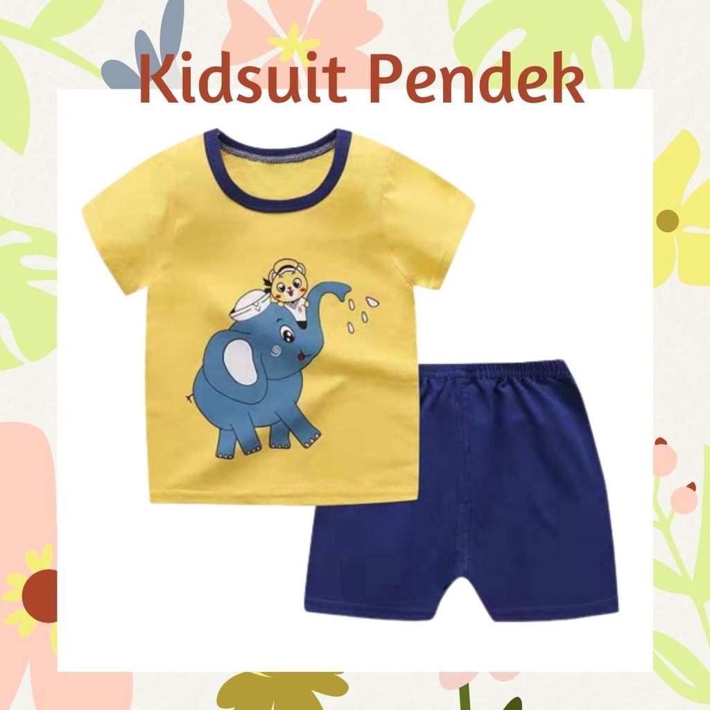 Plazababyku KIDS SUIT PENDEK H5 Setelan Anak Bahan Kaos Lengan + Celana Berkualitas Import NEW1