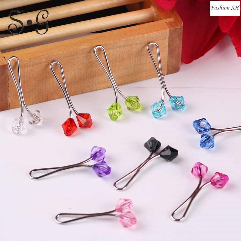 12pcs Klip hijab Turki Bahan Plastik Kristal Warna Campur M20012