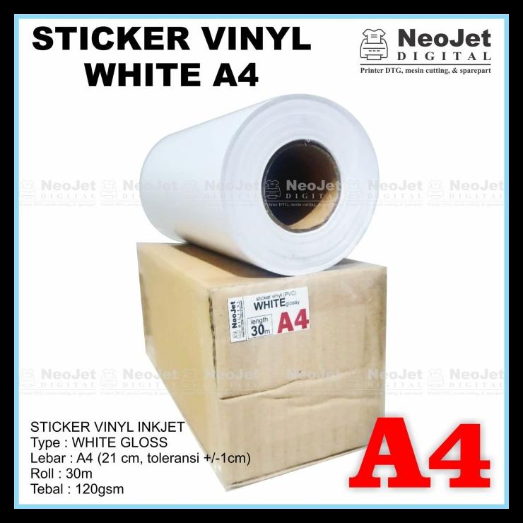 

Paket Sticker Stiker Vinyl White Transparant Laminasi Gloss 120 Gsm A4