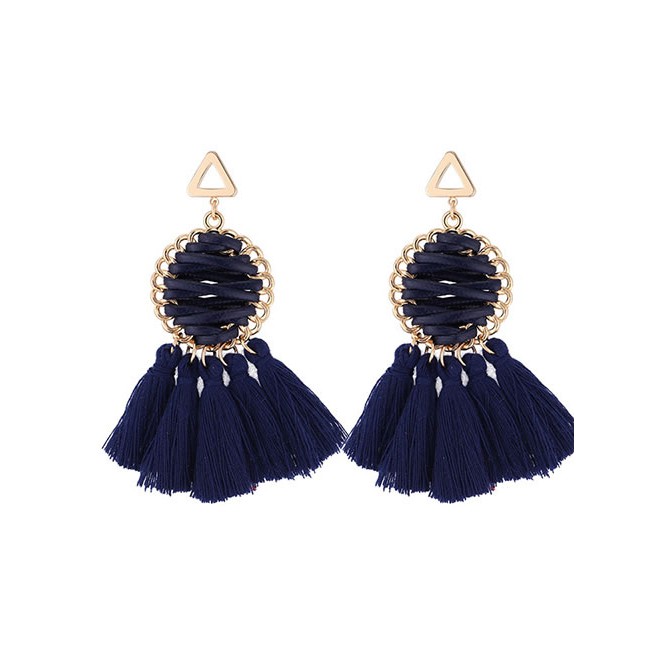 LRC Anting Tusuk Elegant Round Shape Design Tassel Earrings