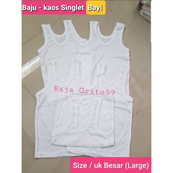 Kaos Dalam Singlet Bayi besar Jumbo size XL / kaos dalam anak singlet bayi warna putih polos size XL Extra Large