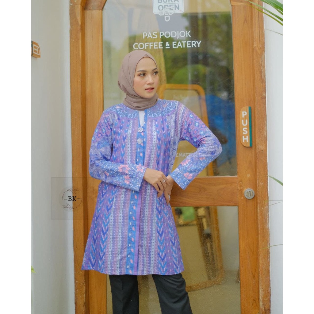 TUNIK BATIK WANITA SOFT MODERN JUMBO HALUS ORIGINAL-PANAHAN UNGU