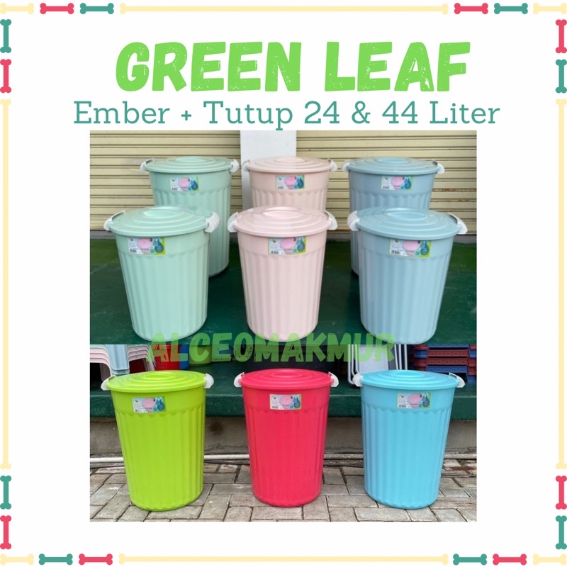 GREEN LEAF - Ember Plastik 24 44 Liter Ember dengan Tutup / Ember Gemes