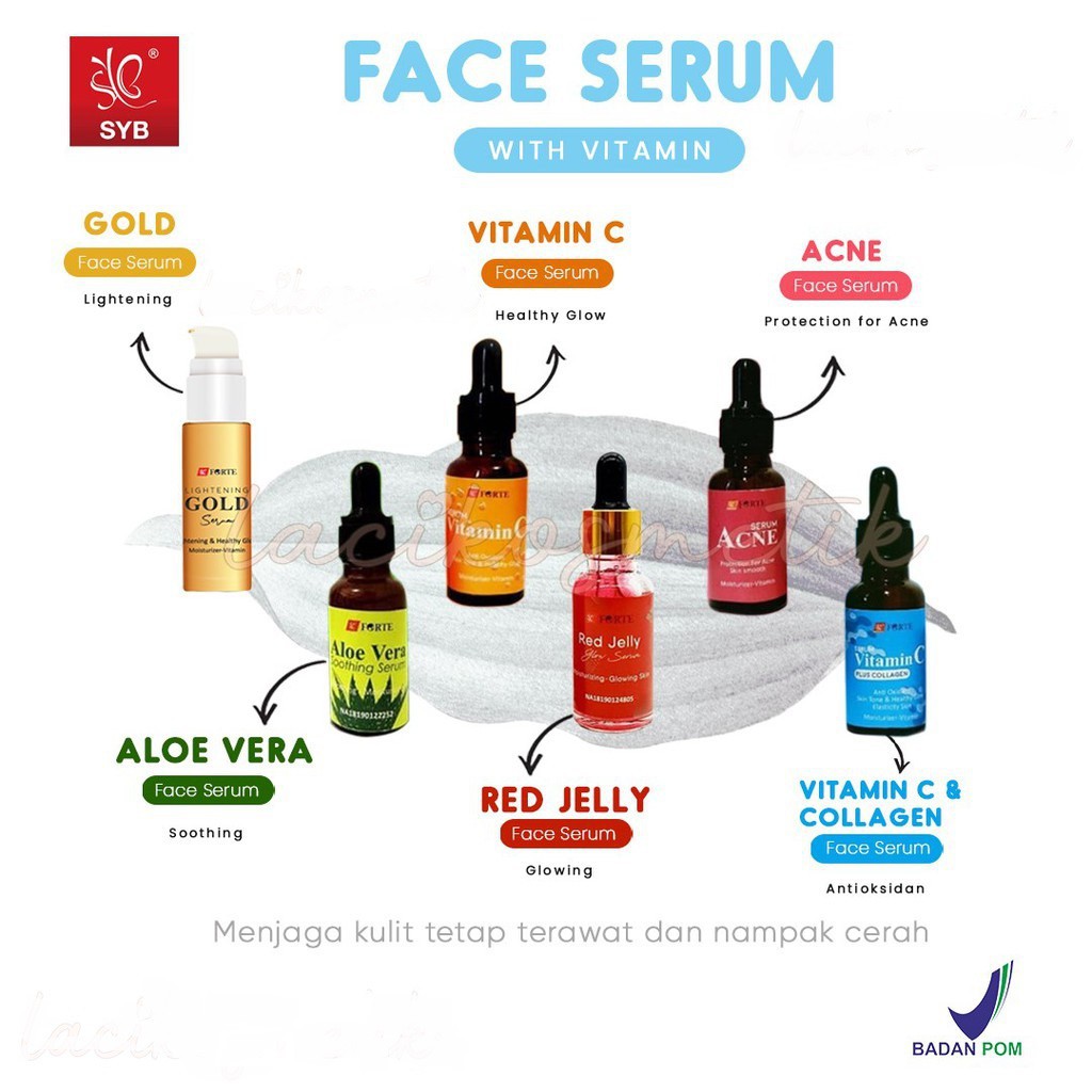 SYB Forte Serum Red Jelly Glow | Gold Vitamin C Collagen Aloe Acne 20ml