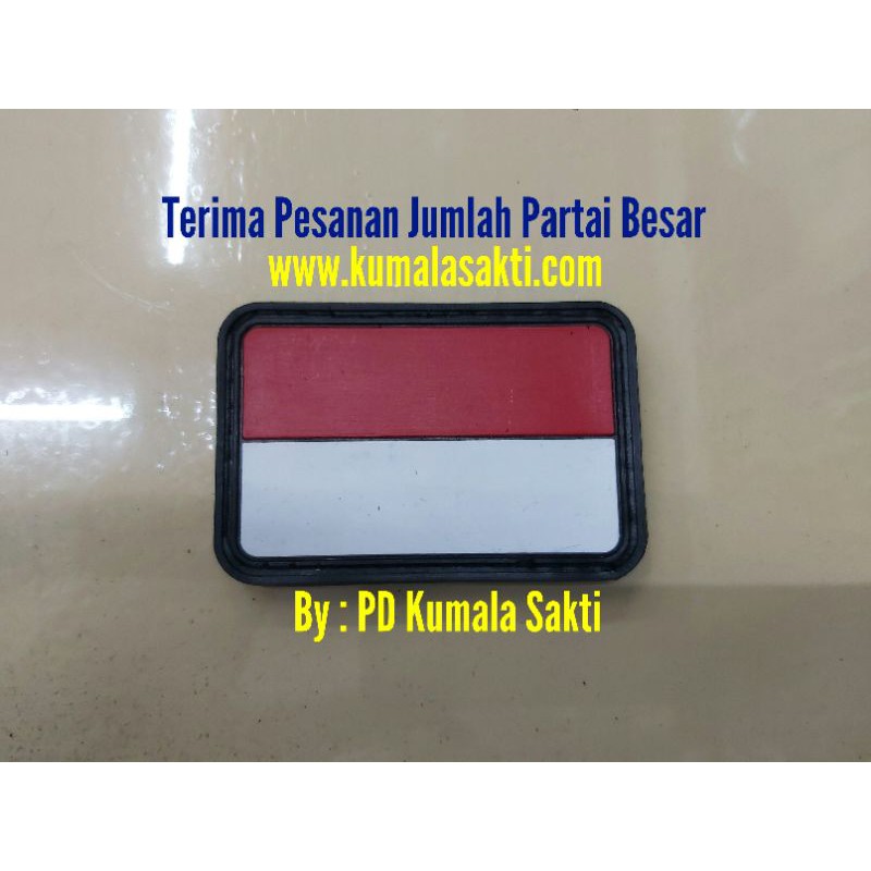 Rubber Patch Tactical Merah Putih-Perekat Karet Velcro-Topi Jaring Perekat-Jaket TAD Tactical-Tas