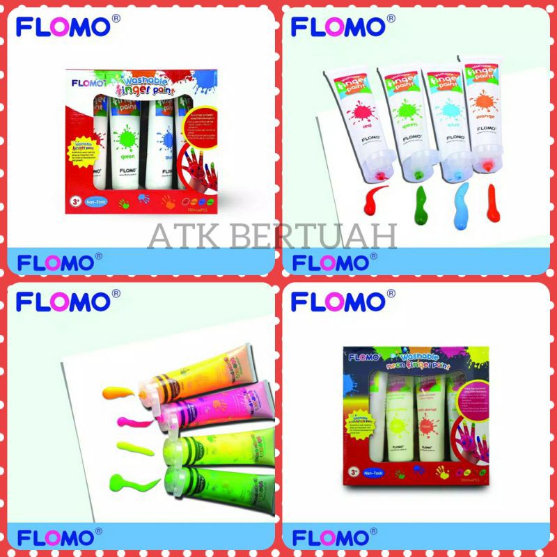 

FLOMO FINGER PAINT FINGERPAINT COLOR SET WASHABLE NON TOXIC NEON/NATURAL