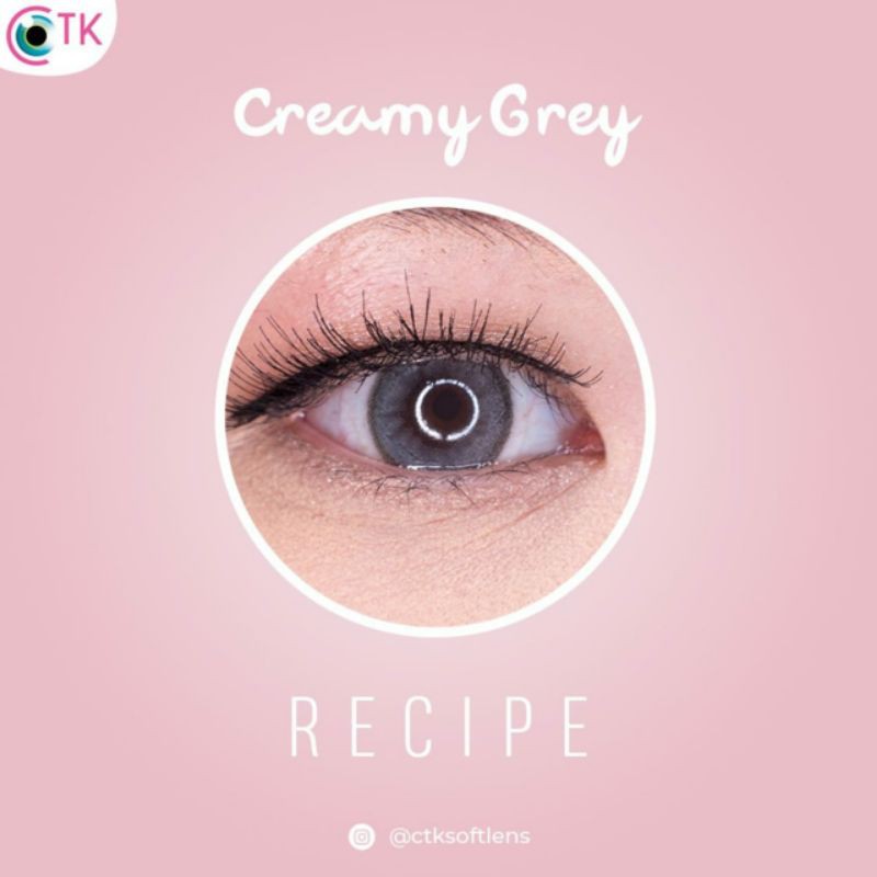 Softlens Warna RECIPE MINUS &amp; NORMAL CREAMY GREY 14.5 MM -0.50 S.D -6.00 / Soflen Softlen by CTK