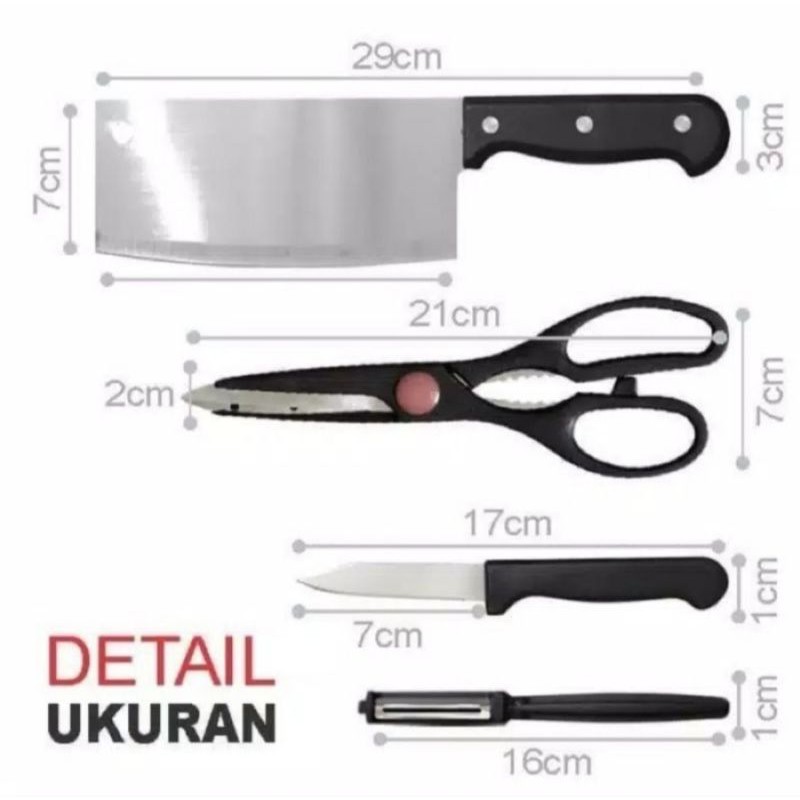 READY PISAU SET 4 KITCHEN KNIFE SET 4 PISAU DAGING SUPER MURAH