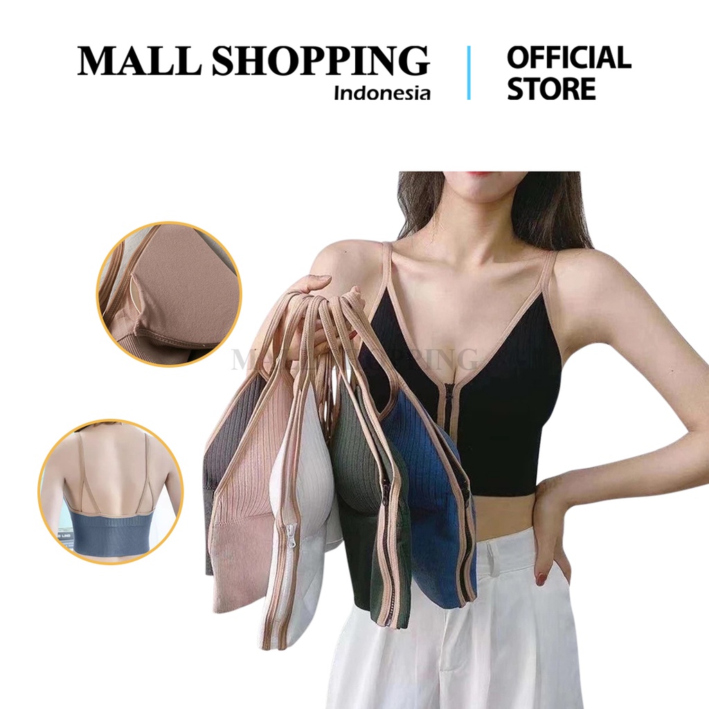 (COD) Bra Wanita Bralette Ritsleting Depan Crop Top Bra Sexy MALL SHOPPING