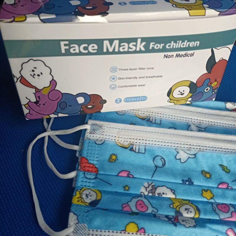 1 Pak Masker Pernapasan BT21 3Ply