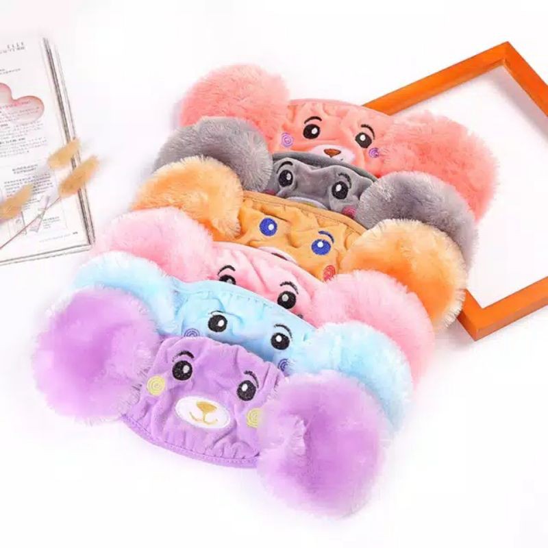 Masker Anak motif bulu di telinga lucu lucu