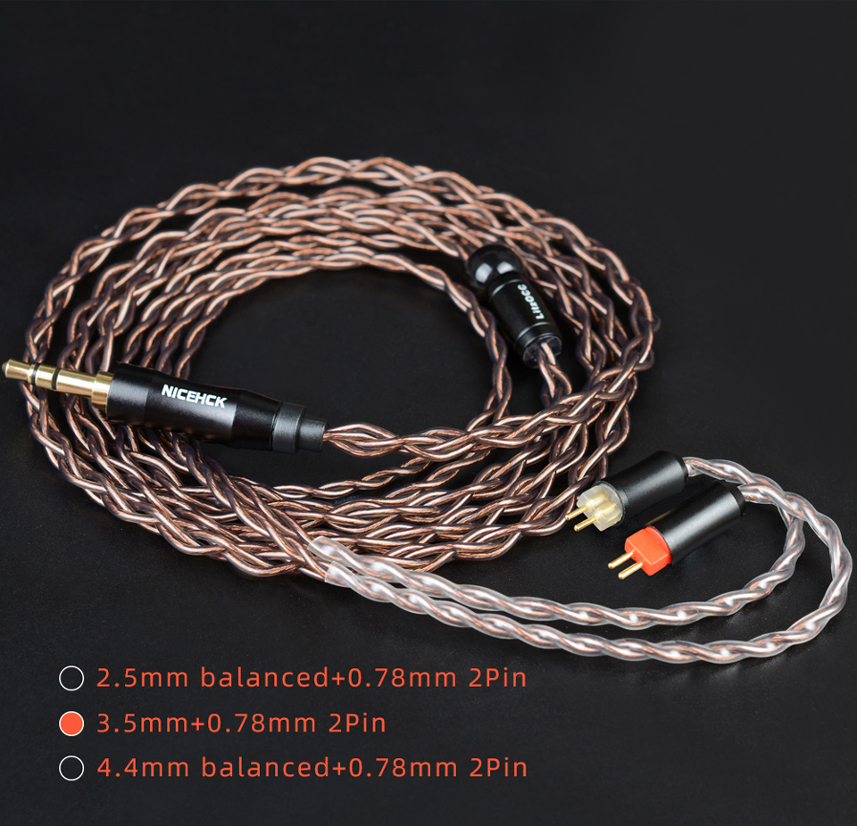 NICEHCK LitzOCC 4N Litz OCC Copper Earphone Cable 3.5mm/2.5mm/4.4mm MMCX/NX7/QDC/0.78 2Pin For CIEM ZAX ASX ASF BA8 VX V90s MK3