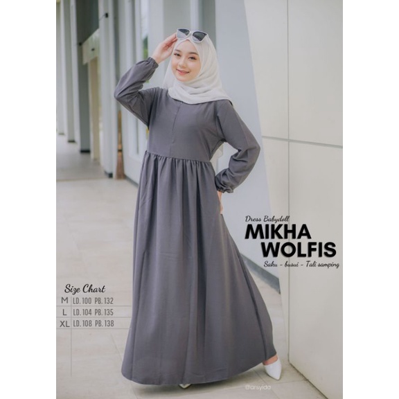 Gamis Wolfis M-XL Basic Babydoll/ Dress Babydoll Wolfis